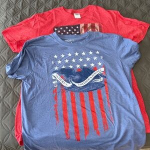 Patriotic American Tee Shirts Tops Lot Lot 2 for one Large Women’s